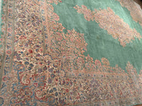 L Green Fine Persian Hand Knotted Kerman 13' X 17'