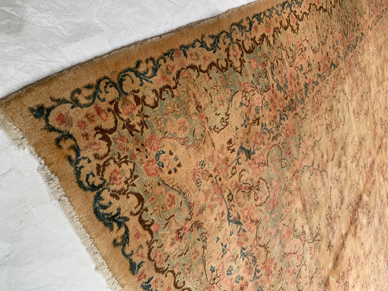 Beige Fine Persian Hand Knotted Kerman 8'9'' X 21'8''