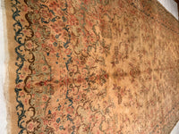 Beige Fine Persian Hand Knotted Kerman 8'9'' X 21'8''