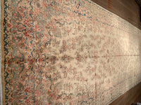 Beige Fine Persian Hand Knotted Kerman 8'9'' X 21'8''