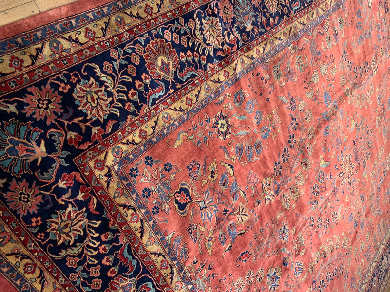 Rust Fine Hand-Knotted Sarouk Rug 12'5'' X 15'2''