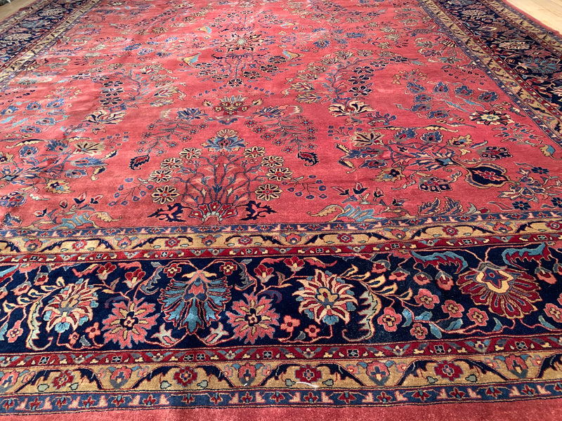 Rust Fine Hand-Knotted Sarouk Rug 12'5'' X 15'2''