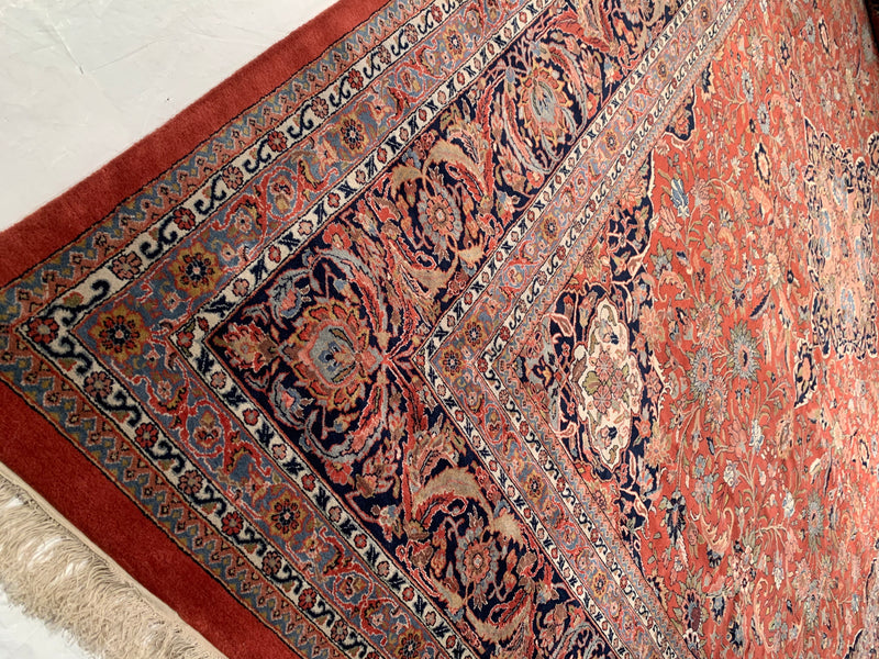 Rust Fine Hand-Knotted Kashan Rug 12' X 17'