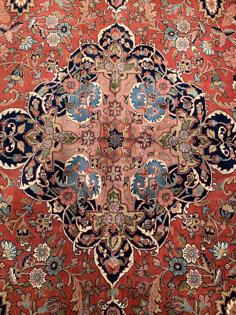 Rust Fine Hand-Knotted Kashan Rug 12' X 17'