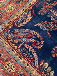 Navy Blue Persain Hand Knotted Sarouk Design 12' X 18'