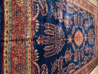 Navy Blue Persain Hand Knotted Sarouk Design 12' X 18'