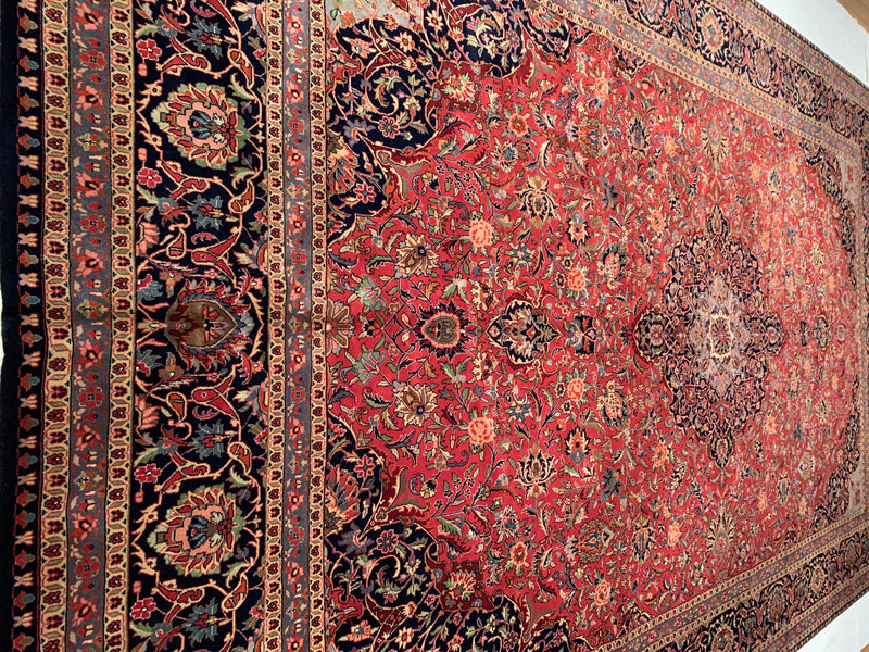 Rust Persian Hand Knotted fine Kashan Desigan 10' X 16'