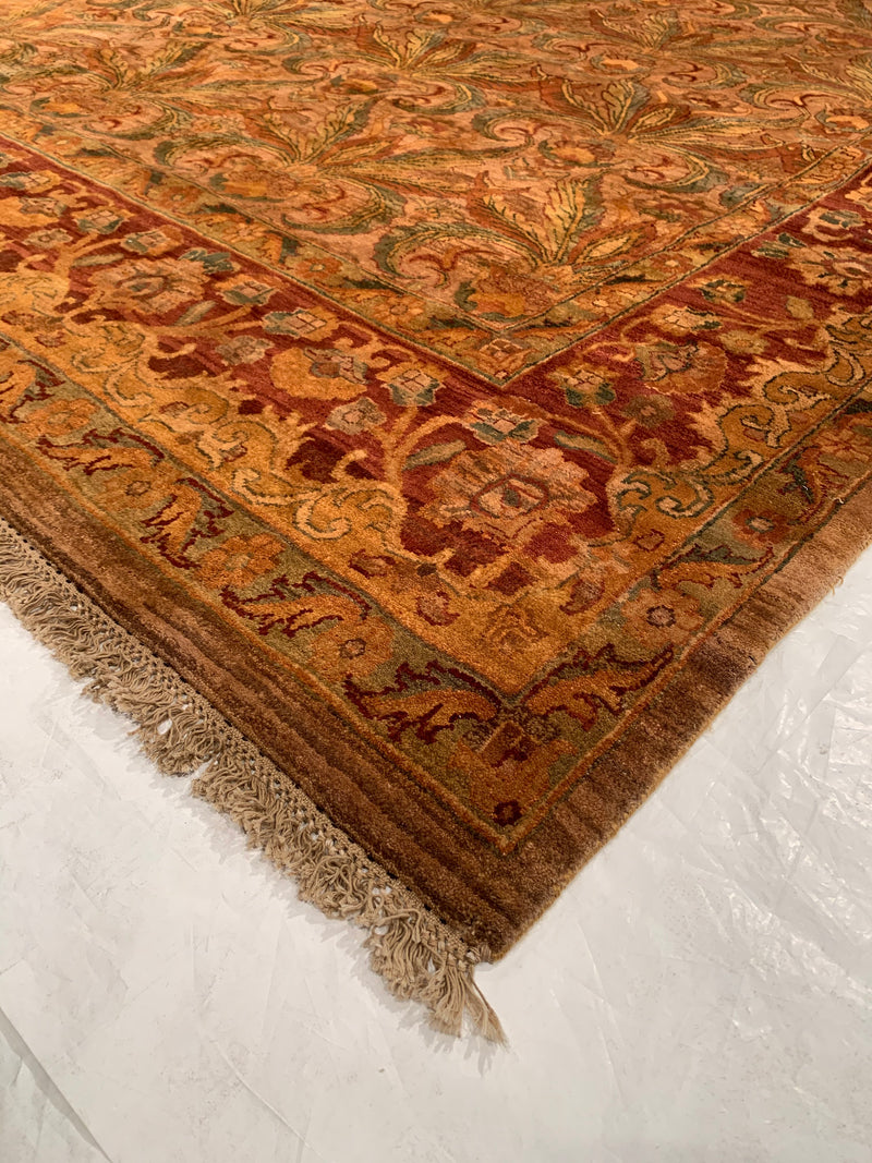 Gold Color Fine Hand Knotted Agra Rug 12' X 15'