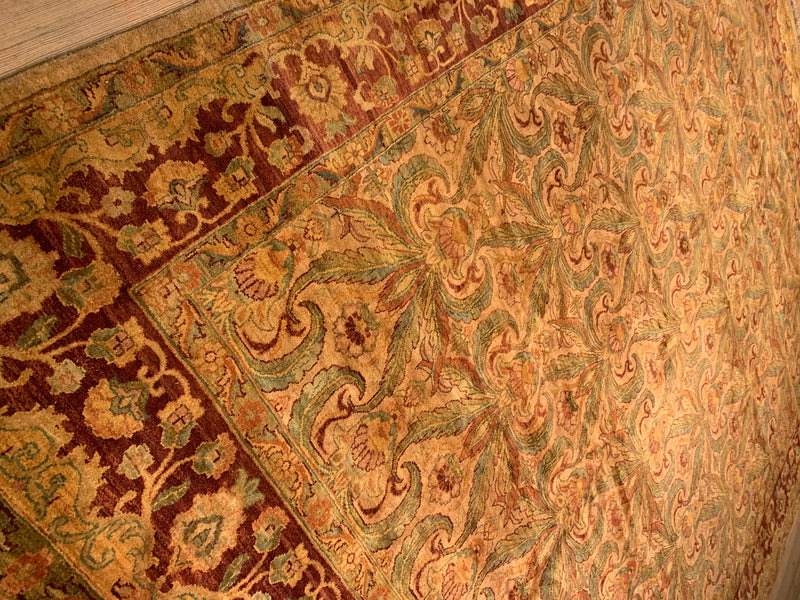 Gold Color Fine Hand Knotted Agra Rug 12' X 15'