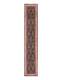 Green fine hand knotted Sarouk runner 2'8'' X 19'11''