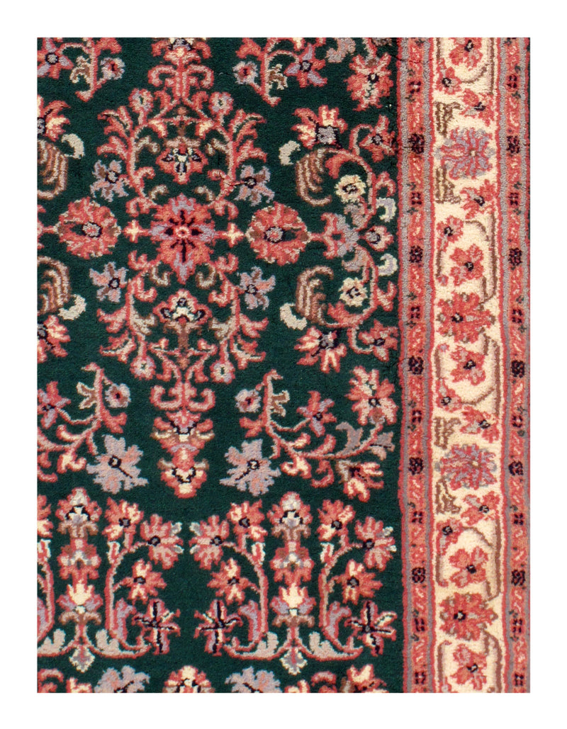 Green fine hand knotted Sarouk runner 2'8'' X 19'11''