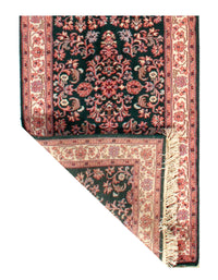 Green fine hand knotted Sarouk runner 2'8'' X 19'11''