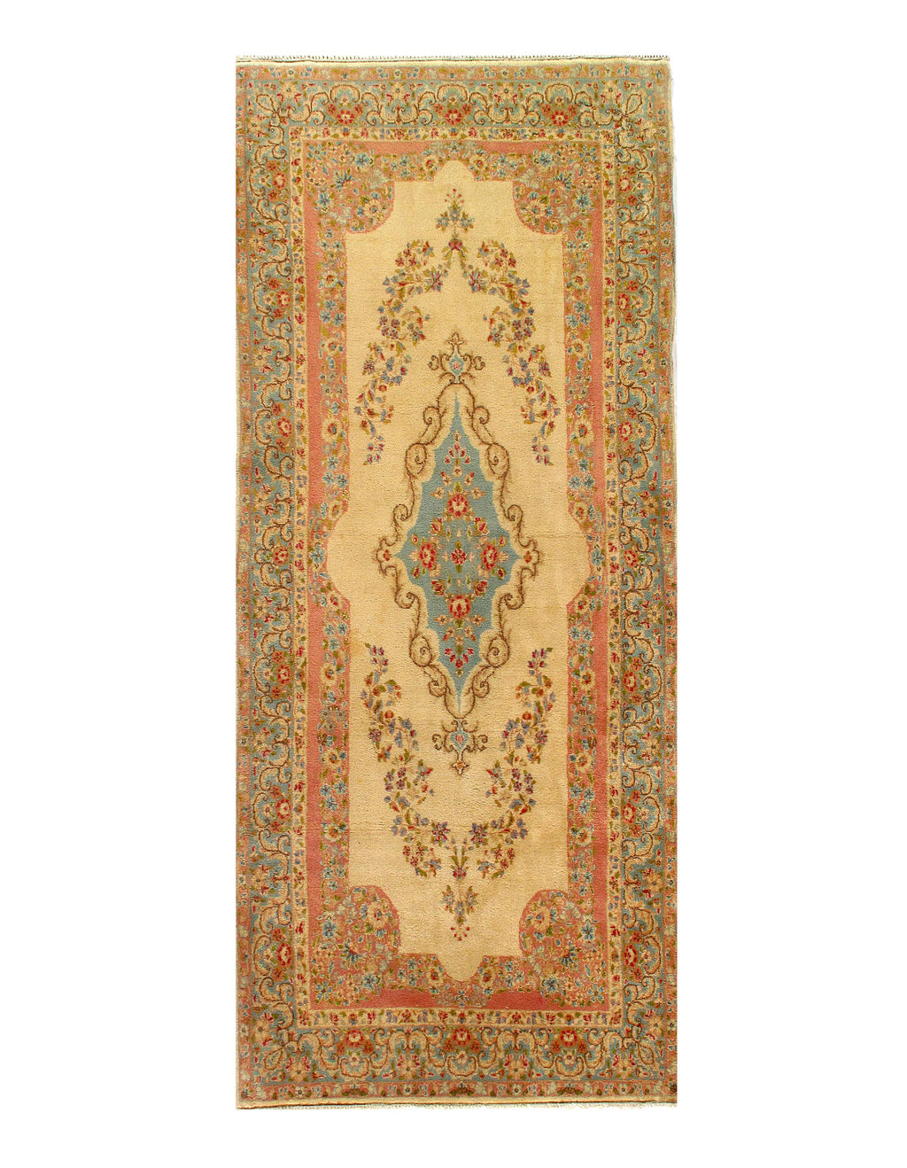 Ivory Fine Hand knotted Persian kerman 4' X 9'5'' – Alexandria Fine Rugs