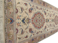 Super Fine Hand Knotted Persian Tabriz Design silk & wool Runner 2'11'' X 14'2''