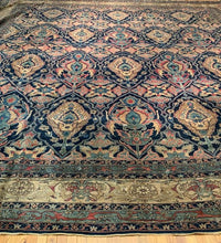 Antique Navy Blue Fine Hand Knotted Persian Kermanshah Rug 15'7'' X 18'7''