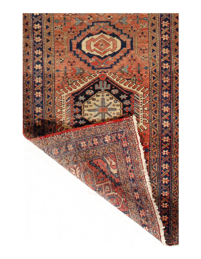 Rust Persian Hand Knotted Antique Heriz Runner 3'3'' X 11'