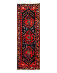 Red Persian Hand Knotted Hamdan Runner 3'5'' X 9'9''