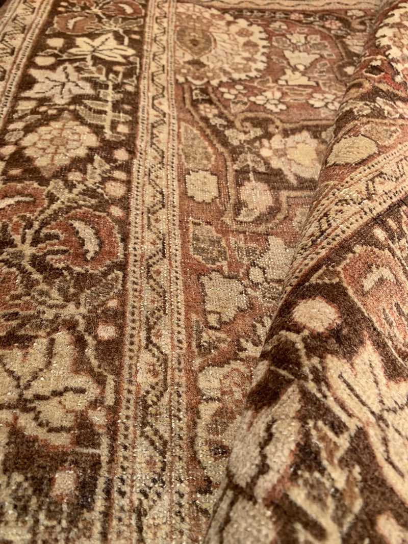 Light Brown Persian Antique Tabriz Design 9'.3'' X 11'.6''