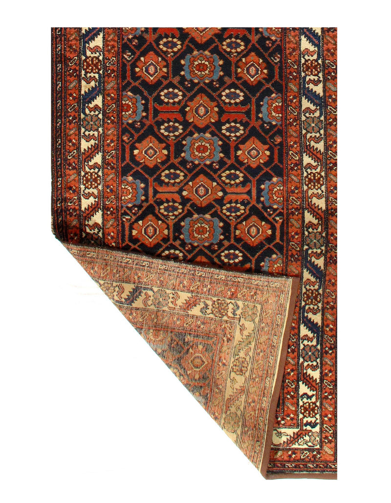 Antique Persian Hamadan Hand Knotted Runner 3'5"x17