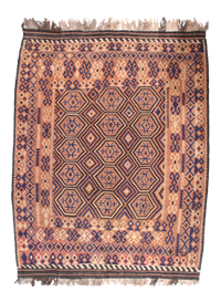 L Peach Afghan Baluch Kilim Rug 7'4" X 9'4"