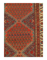 Rust Persian Hand Knotted Antique Malayer Runner 3'6'' X 17'1''