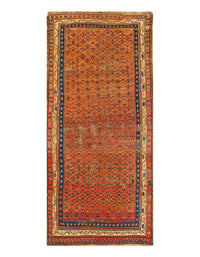 Rust Fine Hand Knotted Antique Kurdish Rug 3'8'' X 8'3''