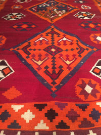 Red Vintage Persian Shiraz Kilim 5'8" X 9'8"