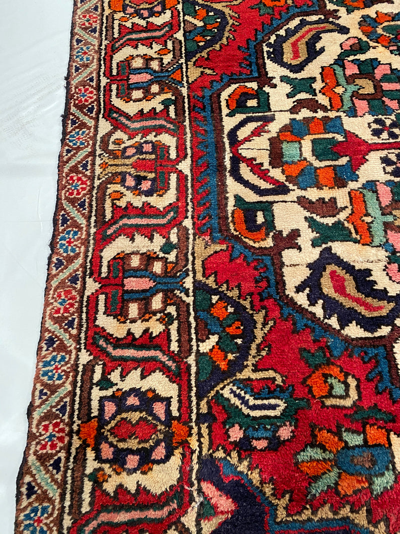 Vintage Red Persian Hand Knotted Bakhtiari 7' X 10'