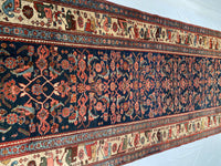 Navy Persian Antique Bidjar Runner 4'.3'' X 16'.3''