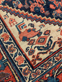 Navy Blue Persian Antique Bidjar Runner 4' X 17''