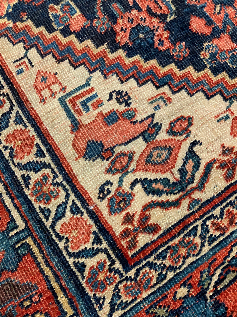 Navy Blue Persian Antique Bidjar Runner 4' X 17''