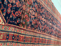Navy Blue Persian Antique Bidjar Runner 4' X 17''