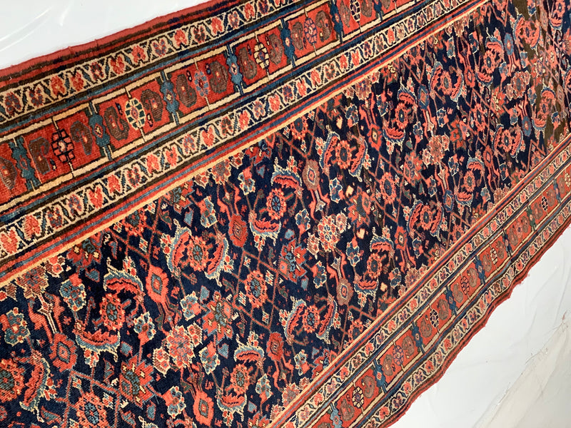 Navy Blue Persian Antique Bidjar Runner 4' X 17''