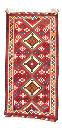 Vintage Red Persian Hand Knotted SHiraz kilim 4'8'' X 9'5''