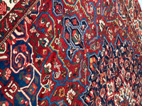 Vintage Red Persian Hand Knotted Bakhtiari 10'4'' X 14'6''