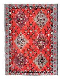 Red Fine Hand knotted Turkish kilim 6'11'' X 10'