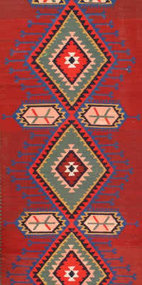 Red Fine Hand knotted Russian Kazak 6' 6'' X 10'11''