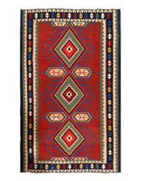 Red Fine Hand knotted Russian Kazak 6' 6'' X 10'11''