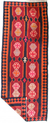 Rust Persian Hand Knotted fine kilim shiraz 4'9'' X 12'4''