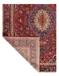 Vintage Red Persian Hand Knotted Mashad 9'11'' X 12'11