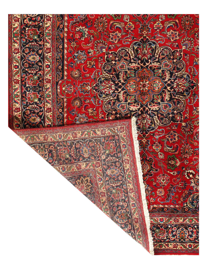 Vintage Red Persian Hand Knotted Mashad 9'8'' X 12'6''