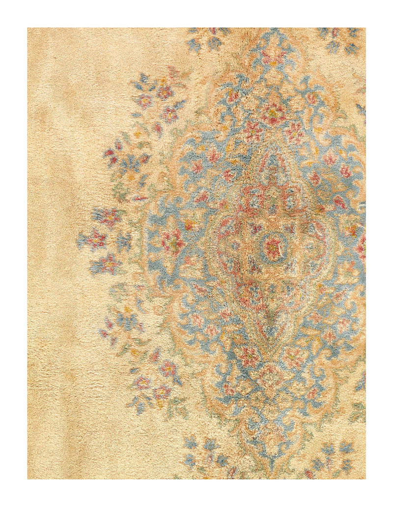 Ivory Fine Hand Knotted Kerman 9' X 12'