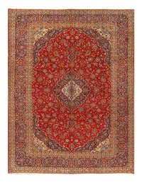 Red Semi Antique Persian Hand Knotted Fine Kashan 10' X 13'8''