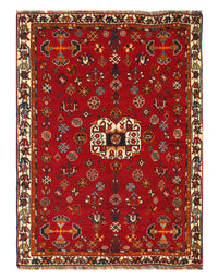 Vintage Red Persian Hand Knotted Shiraz Rug 3'11'' X 5'1''