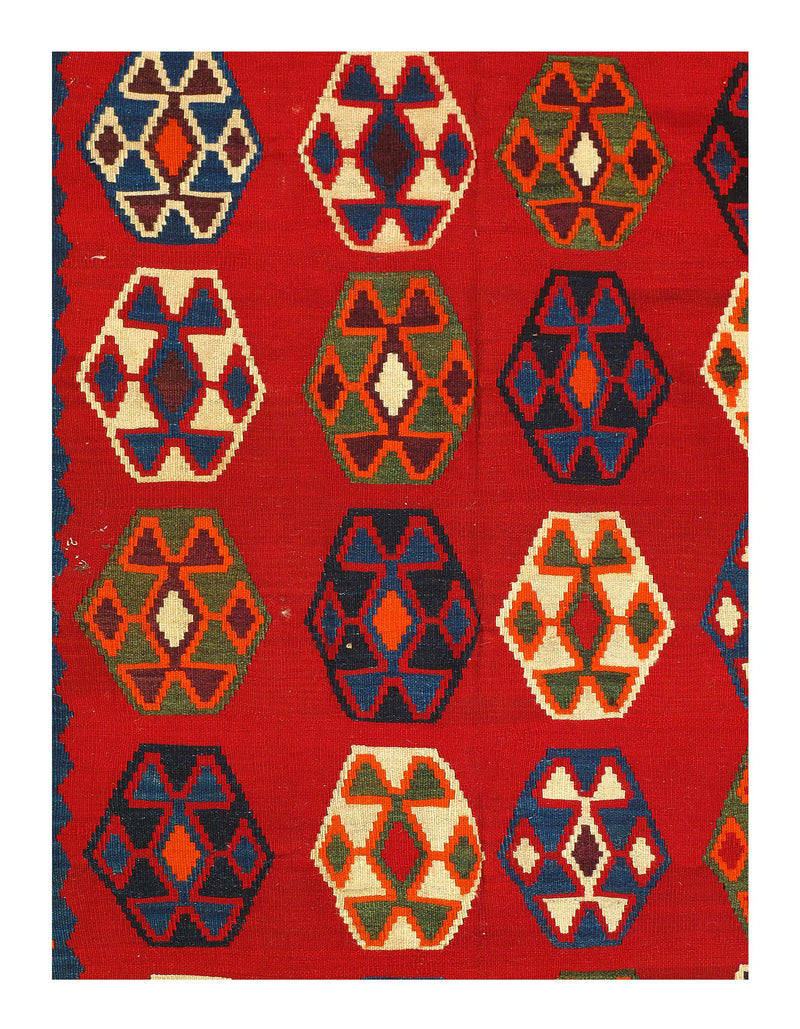 Red Persian Shiraz kilim 4'9'' X 7'11''