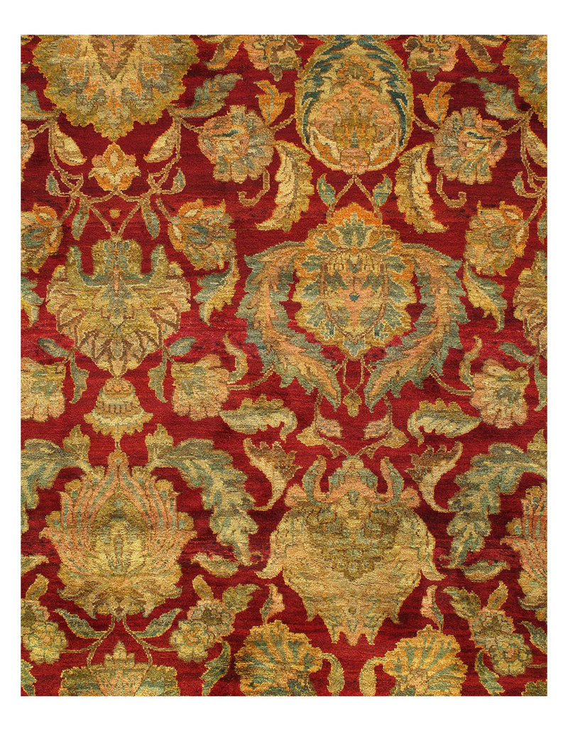 Red Hand Knotted Agra Rug - 8'1'' x 10'