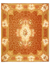 Light Brown Fine Hand Knotted Aubusson Rug 8' X 9'9''