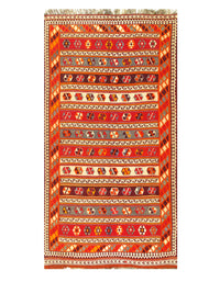 Multi color Fine Hand Knotted Kilim Rug 5'6'' X 10'7''