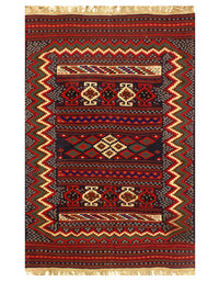 Red Persian Hand Knotted Bakhtiari Rug 4'8'' X 6'11''