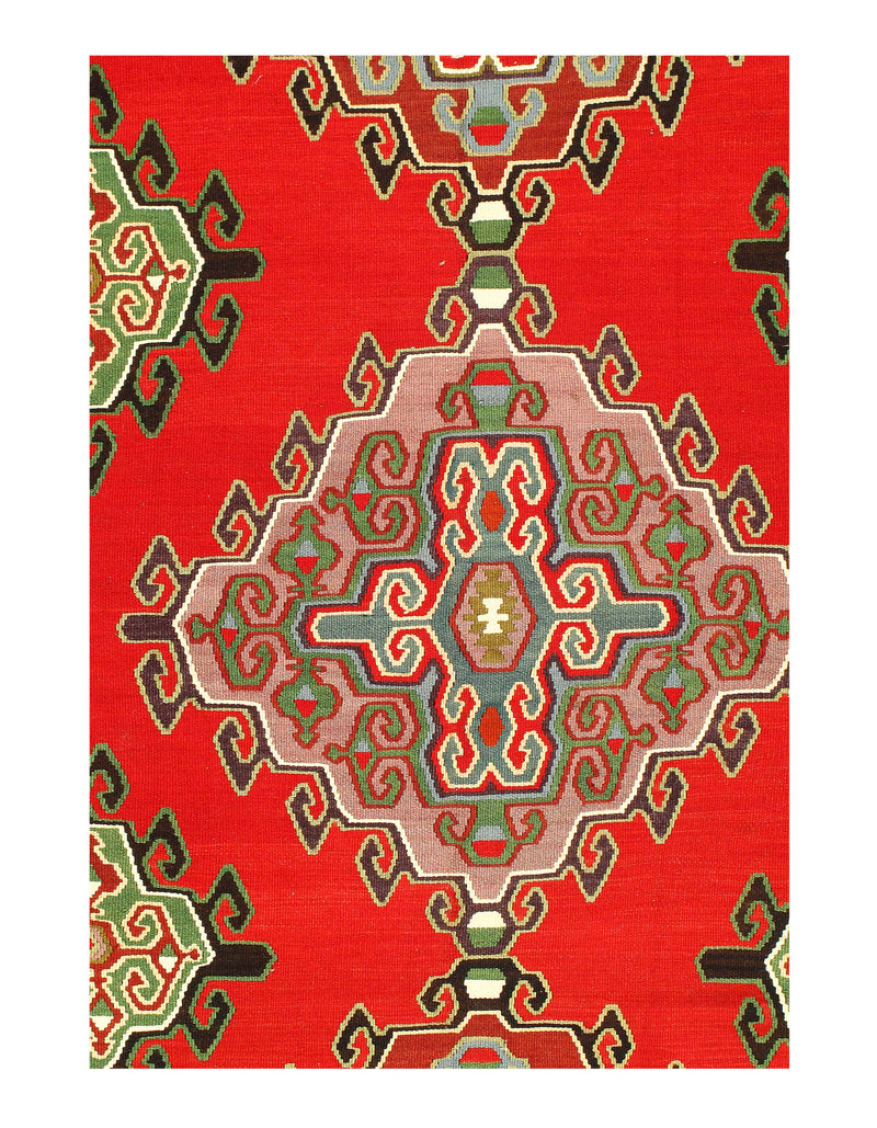 Red Fine Hand knotted Turkish Kilim 6'11'' X 9'11''